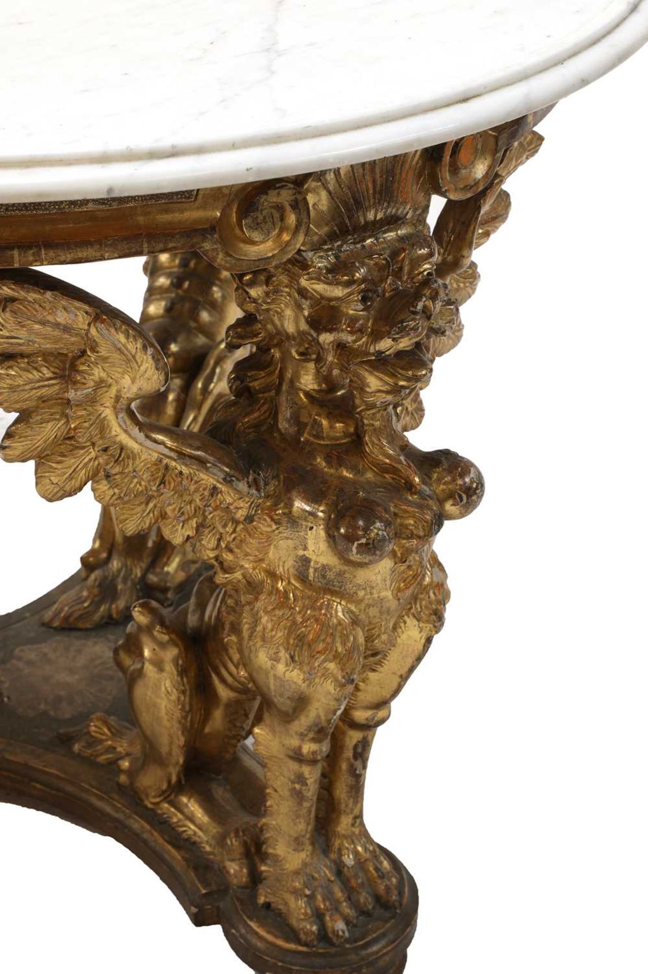 An Irish carved and giltwood centre table in the manner of Del Vecchio, Dublin, - Image 8 of 9