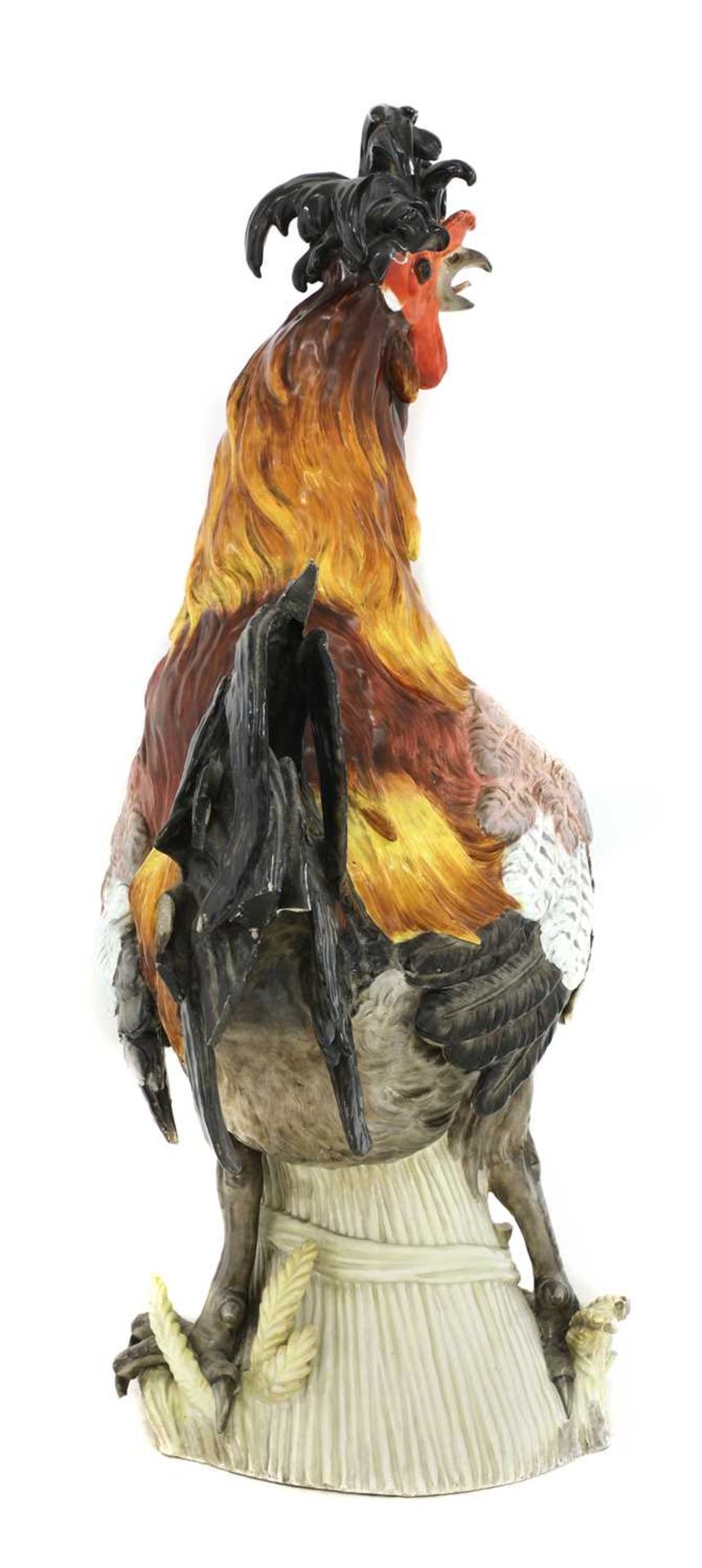 A large Meissen model of a crowing cockerel, - Image 3 of 7