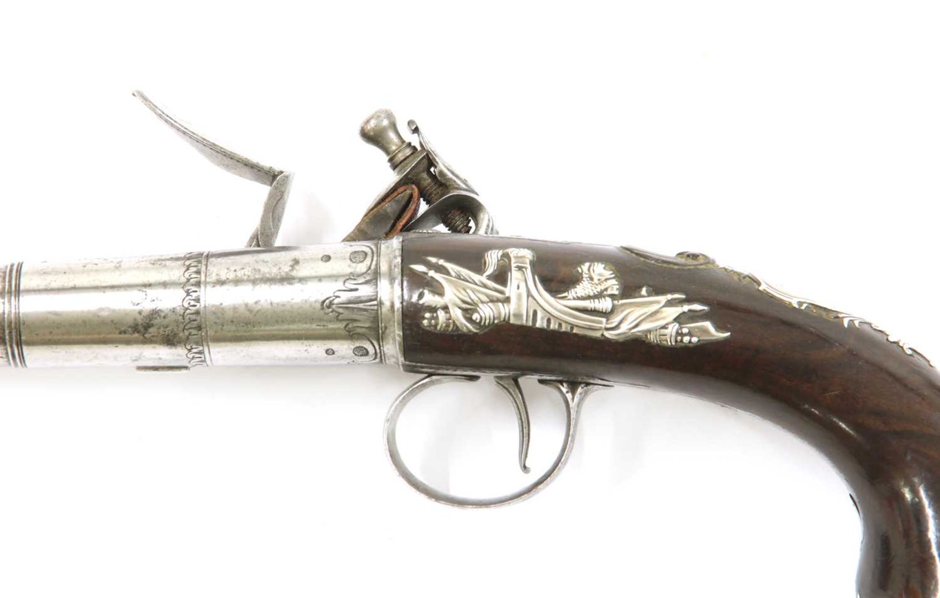 A pair of Queen Anne-style flintlock pistols, - Image 11 of 17