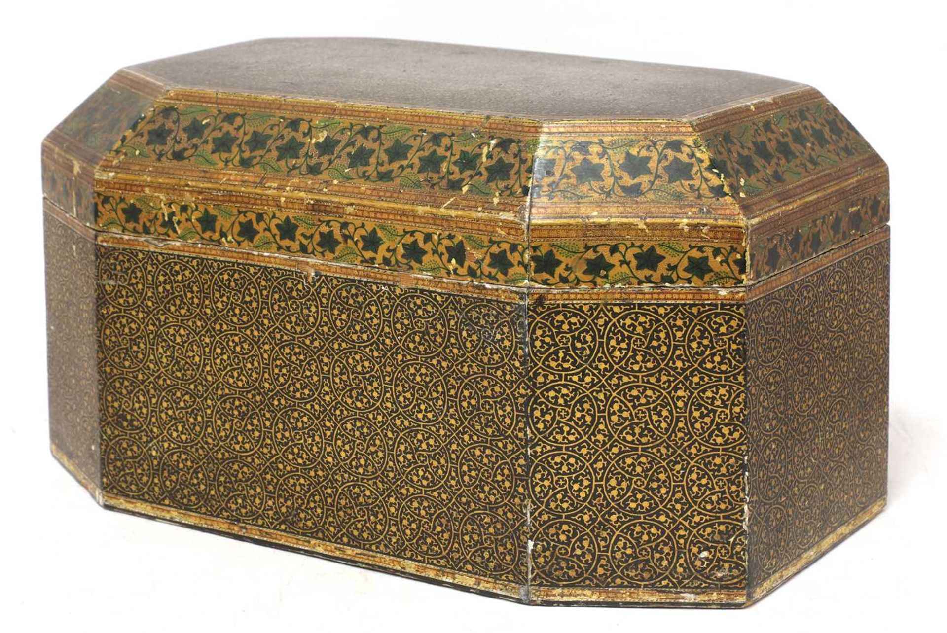 An exceptionally large Kashmir lacquered caddy, - Image 2 of 3