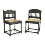 A near pair of Indian ebony side chairs,