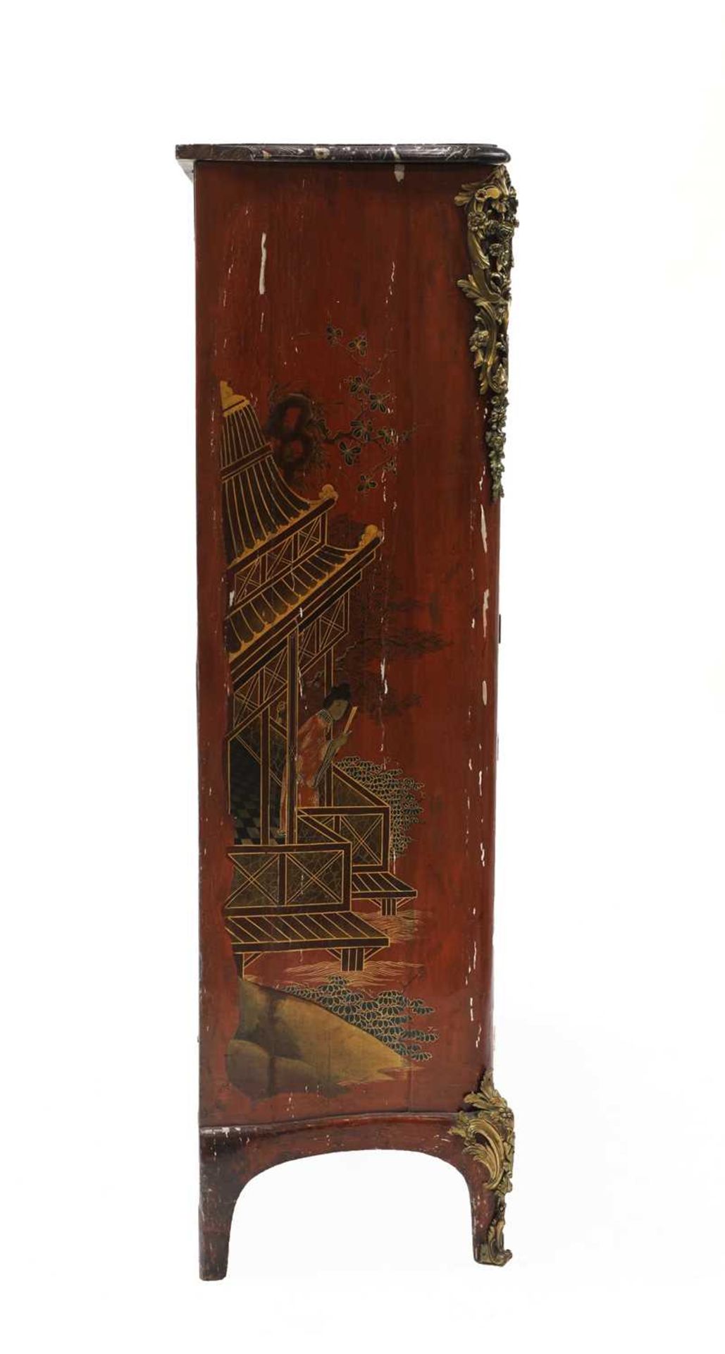 A French Louis XV and later red lacquer chinoiserie side cabinet, - Image 14 of 16