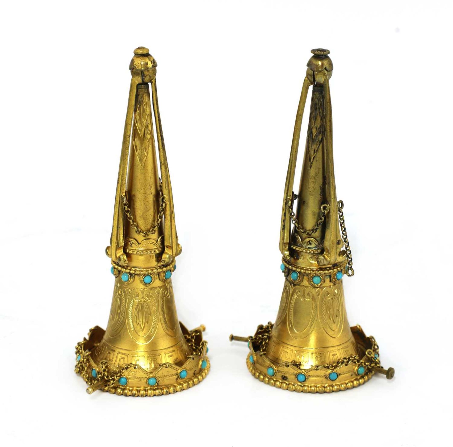 A pair of Victorian silver gilt ecclesiastical posy vases, - Image 3 of 4