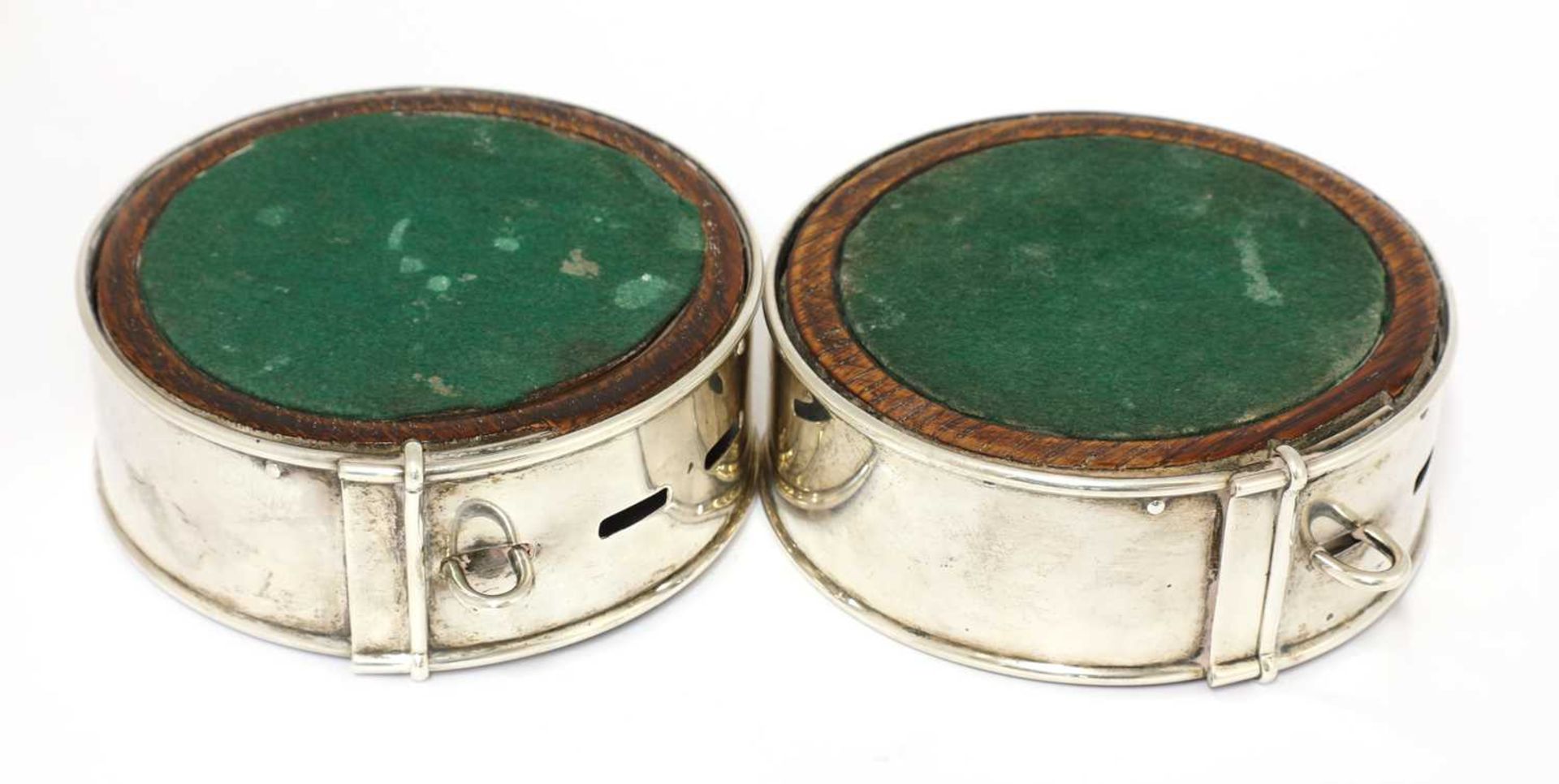 A pair of Scottish William IV silver presentation coasters in the form of dog collars, - Image 4 of 4