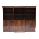 A George III rosewood breakfront collector's cabinet,