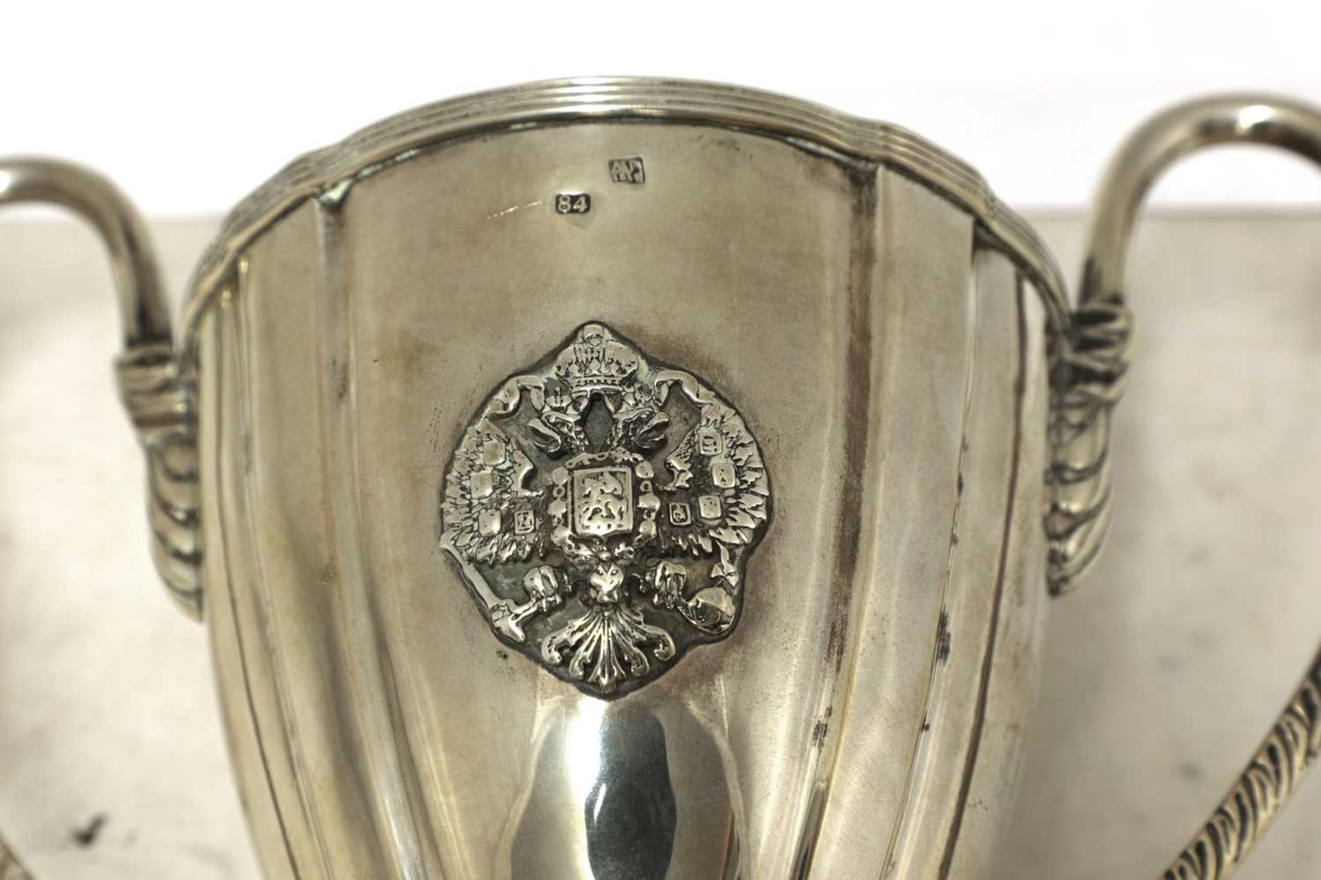 A Russian silver twin-handled lidded urn, - Image 4 of 4