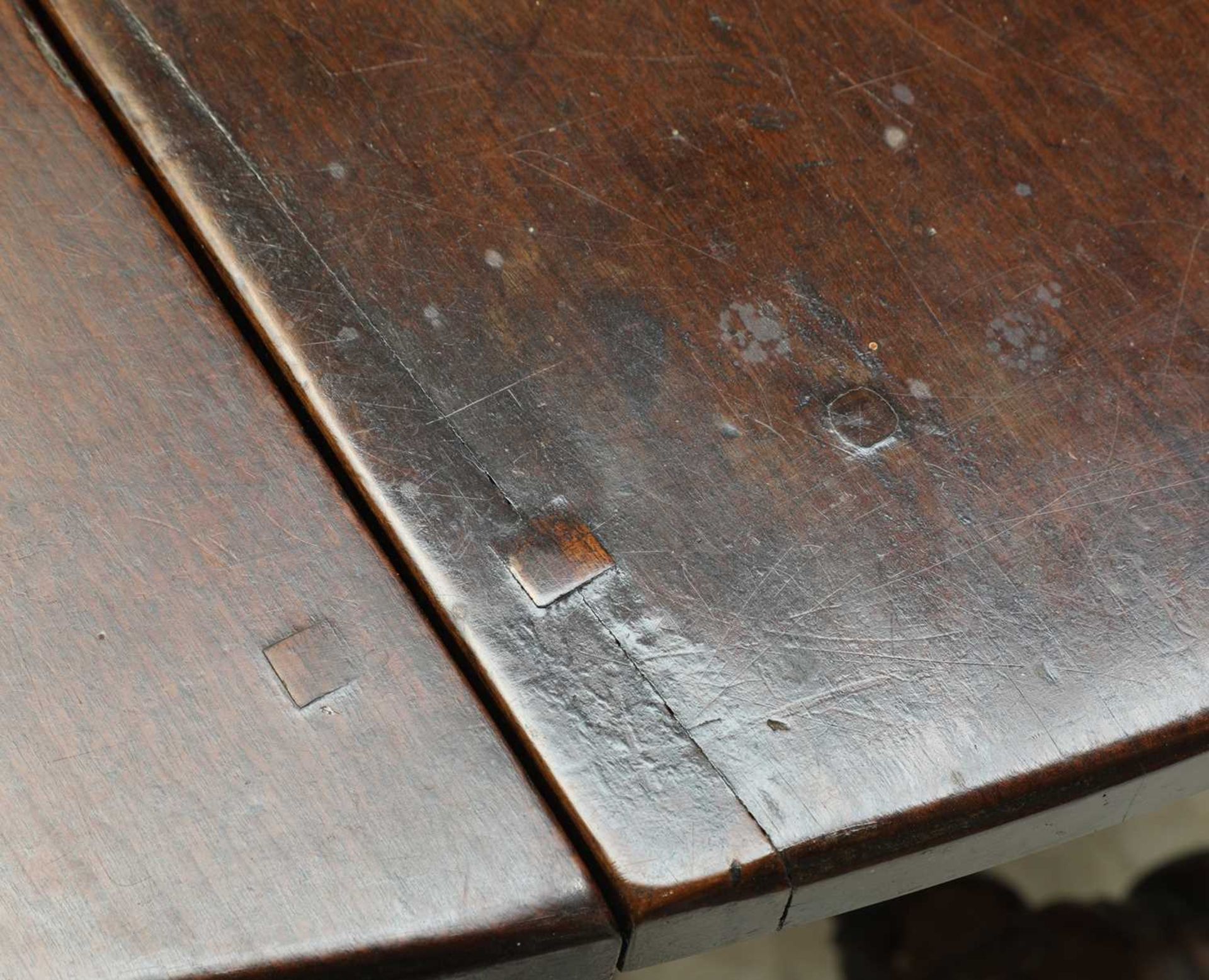 A rare, large and documented, oak and mahogany gateleg dining table, - Image 15 of 16