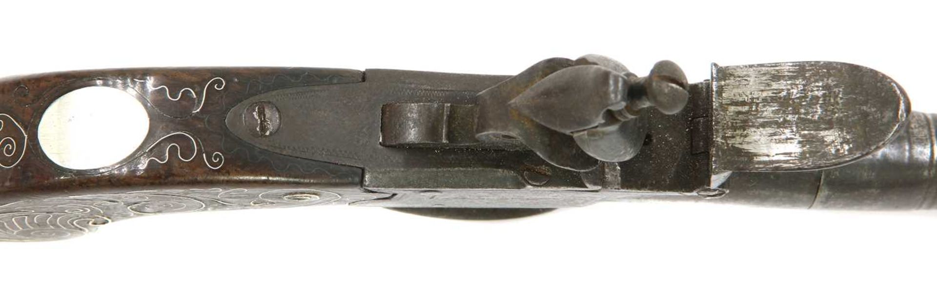 A boxlock flintlock cannon barrel pistol, - Image 4 of 5