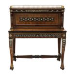 An Anglo-Indian padouk, ebony and ivory inlaid bureau cabinet,