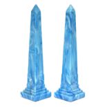 A pair of glass obelisks attributed to Sowerby Glassworks,