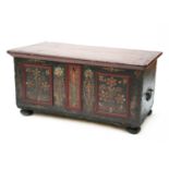 A Continental painted pine coffer,