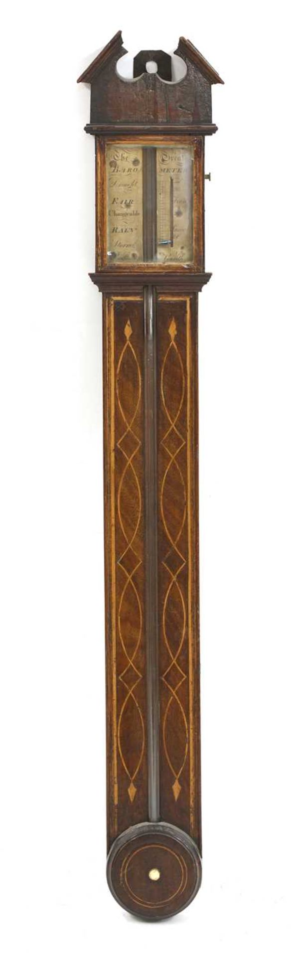 A strung mahogany stick barometer,