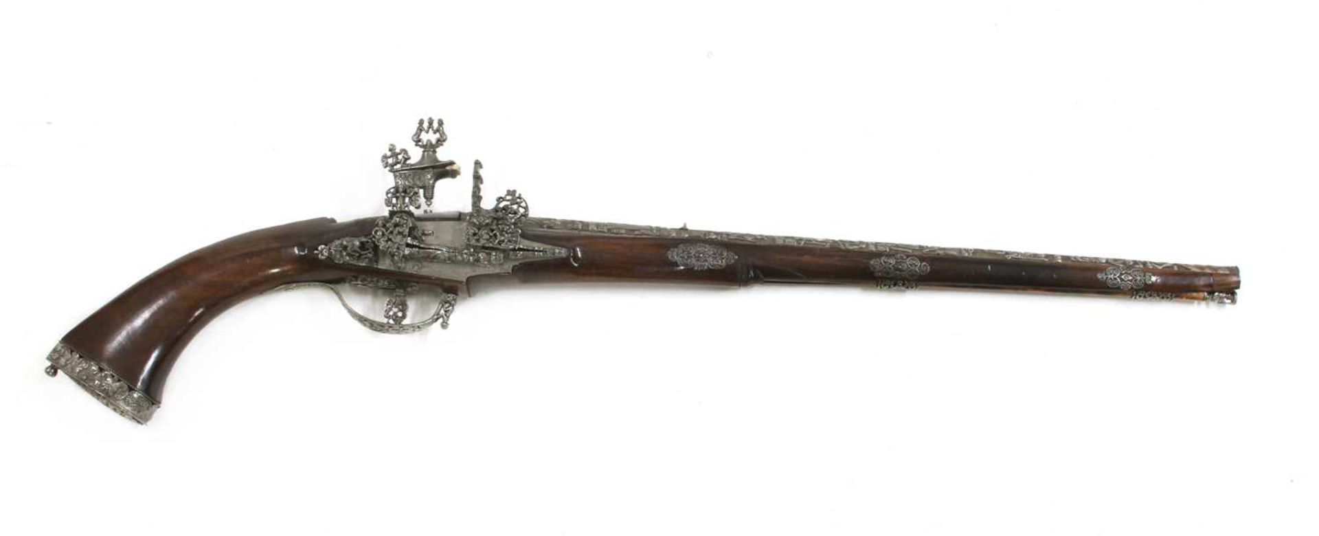 A Brescian Miquelet lock long-barrelled pistol, - Image 2 of 6