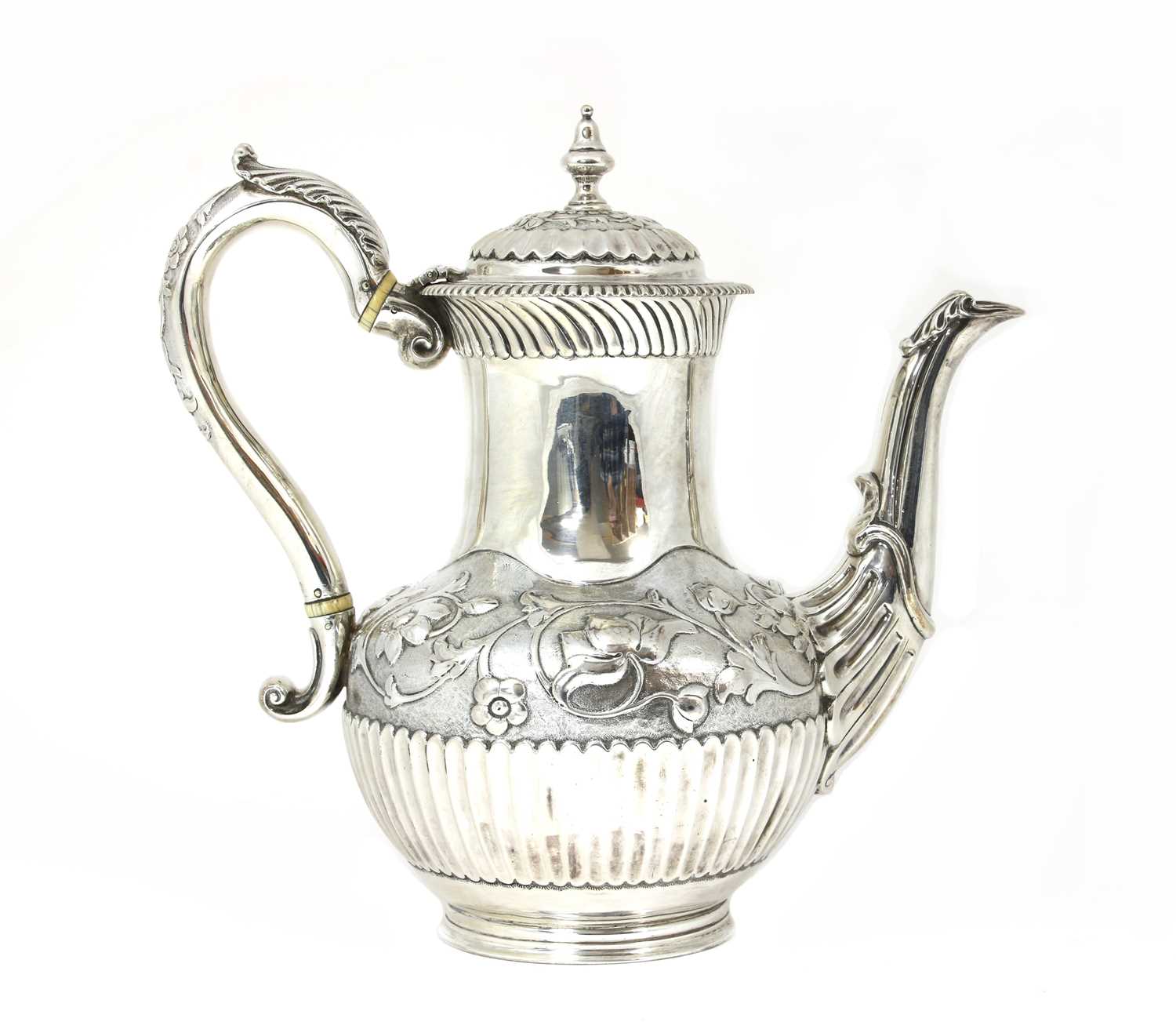 A Victorian silver coffee pot,