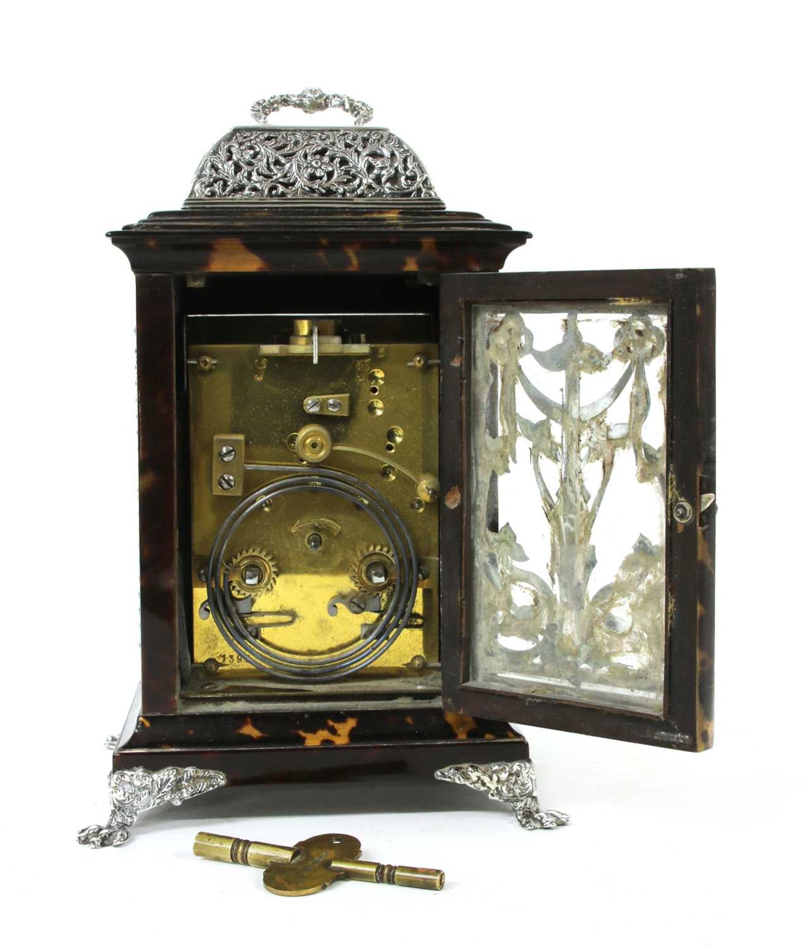 A cast silver and tortoiseshell carriage clock, - Image 5 of 6