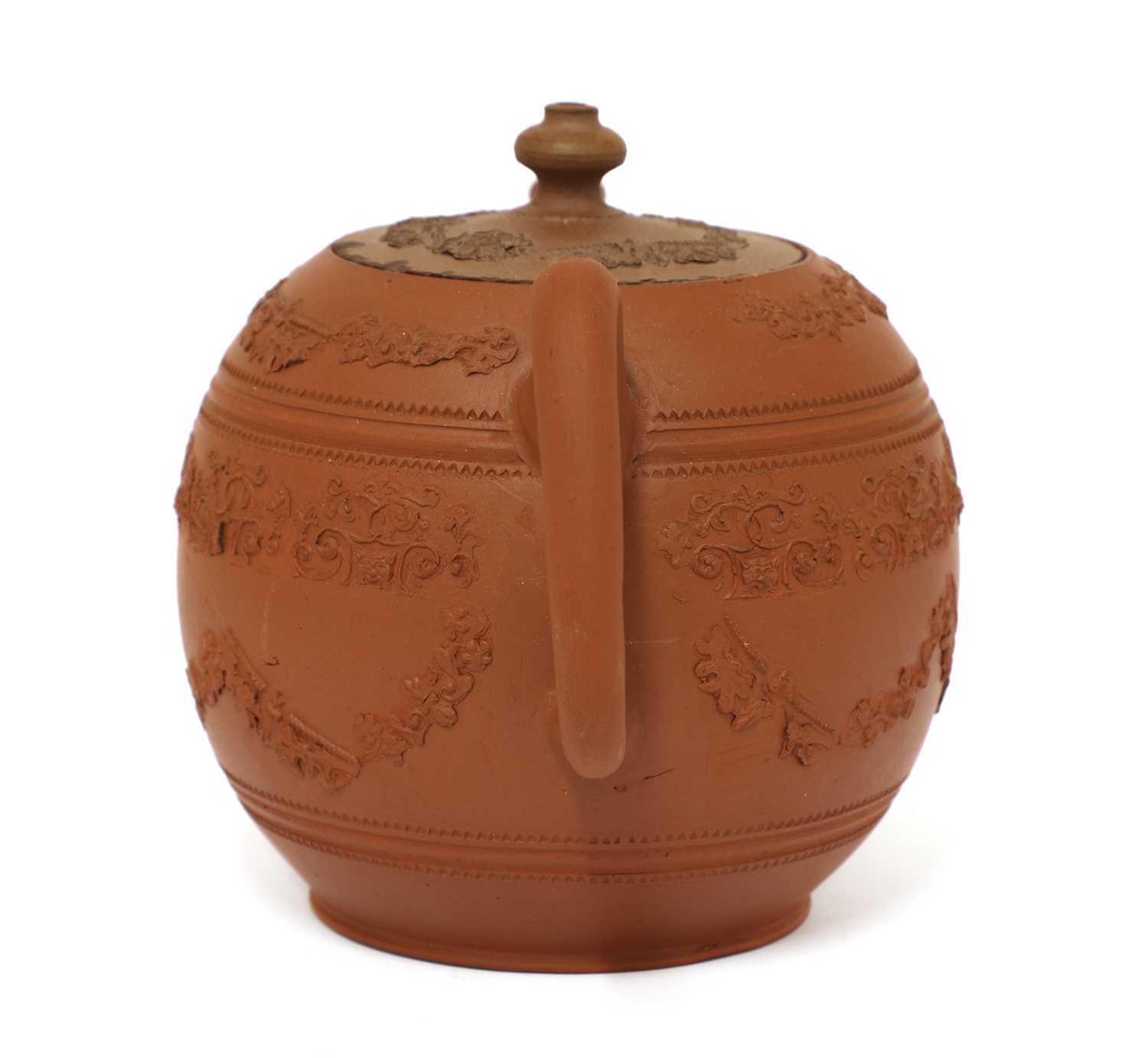 A Staffordshire redware globular teapot and cover, - Image 2 of 4