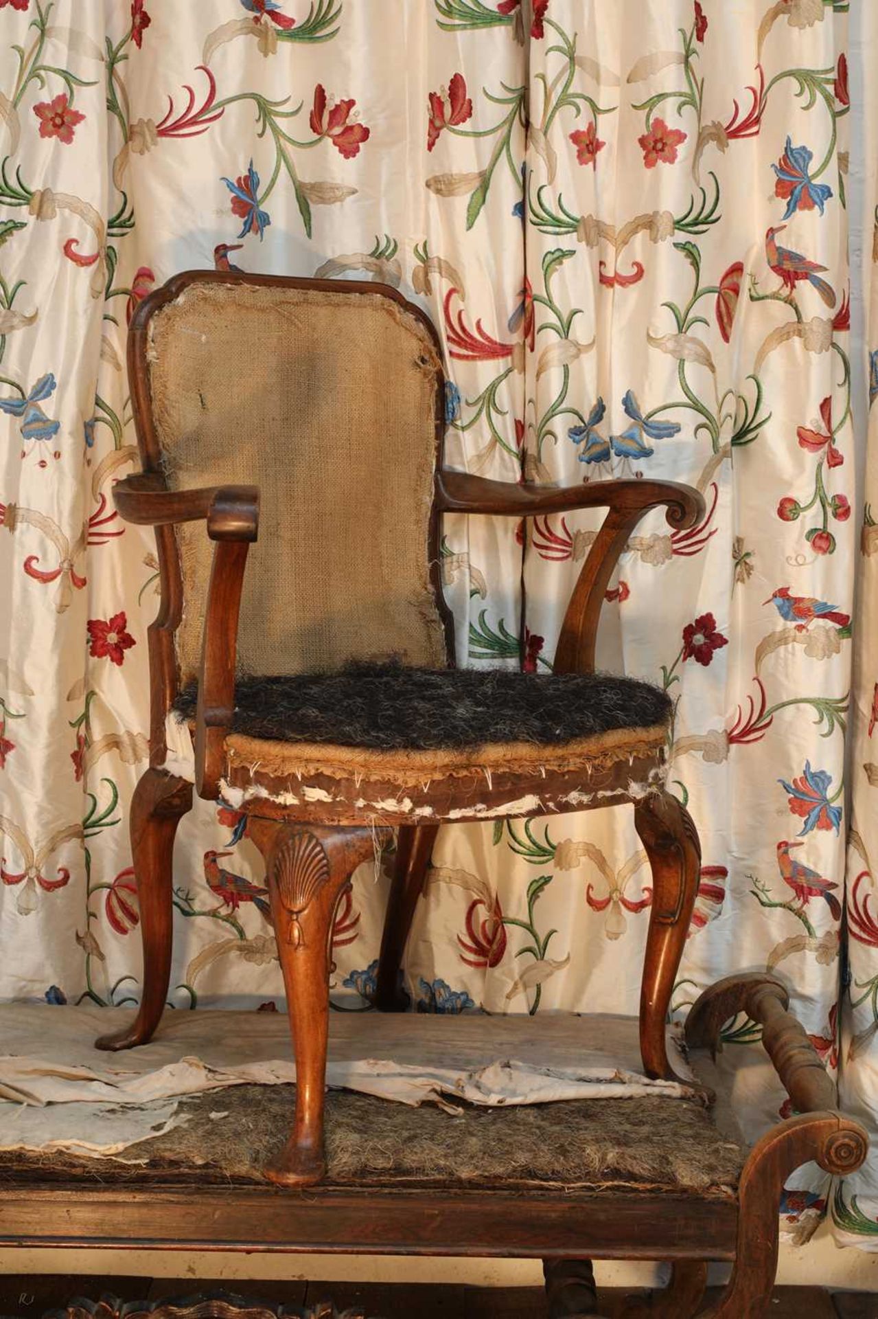 A pair of George II-style walnut side chairs, - Image 7 of 7