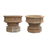 A pair of Indian sandstone octagonal planters,