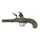 A boxlock flintlock cannon barrel pistol,