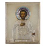 A parcel-gilt silver icon of Saint Alexander Nevsky,