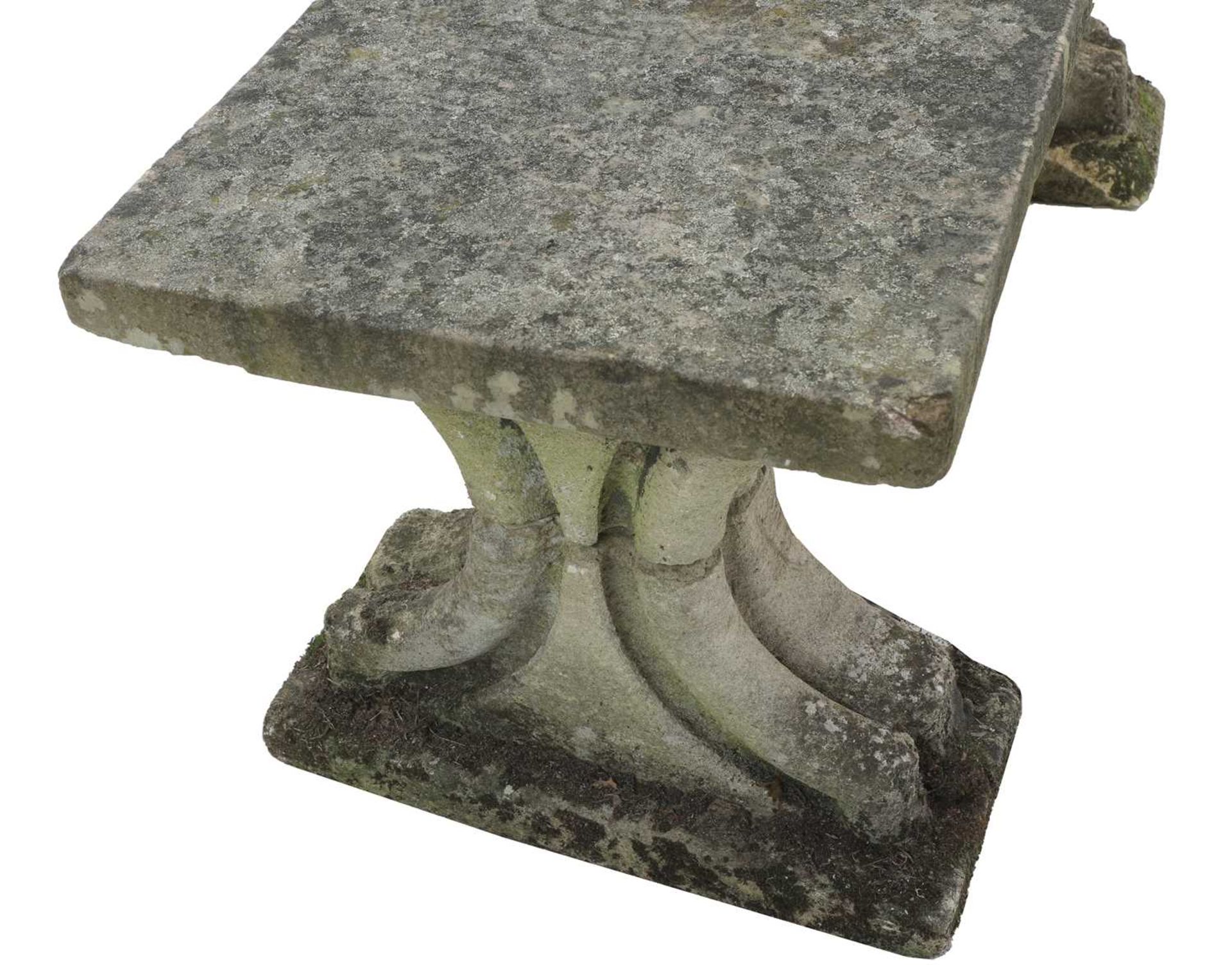 A weathered stone garden bench, - Image 3 of 4