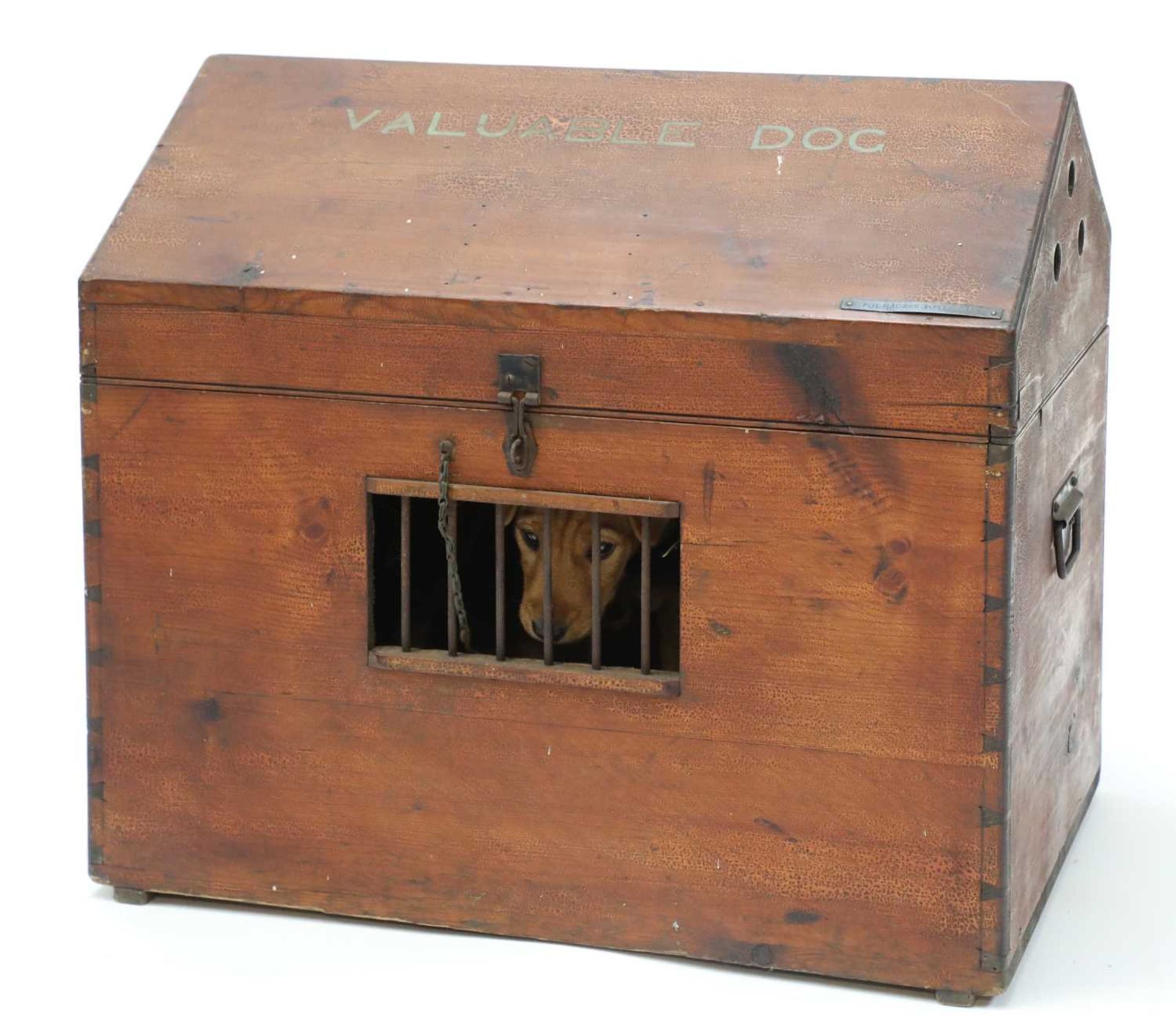 A painted pine dog box inscribed 'Valuable Dog', - Image 3 of 11