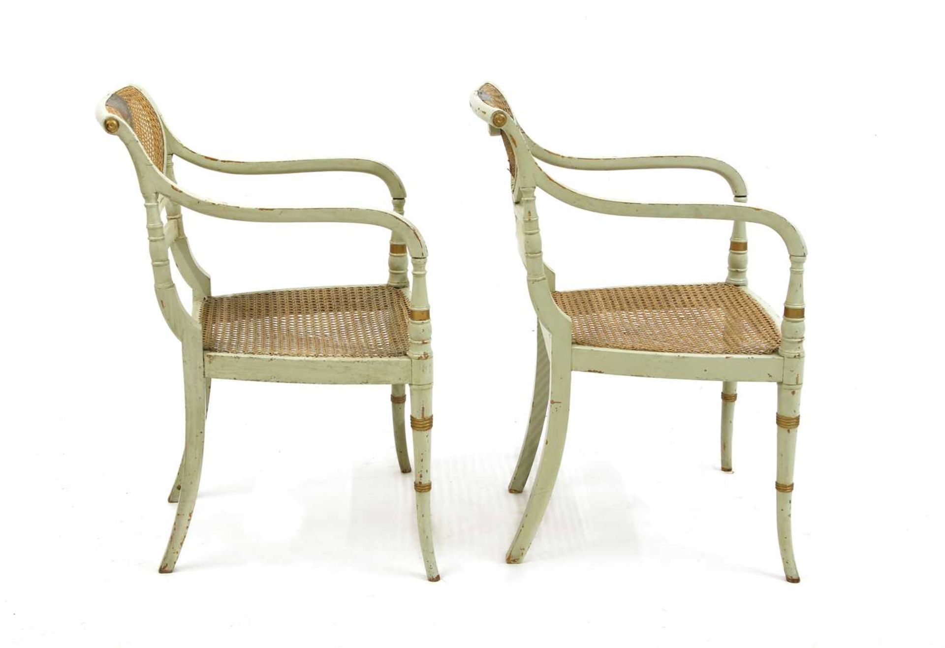 A pair of painted neoclassical salon chairs, - Image 3 of 8