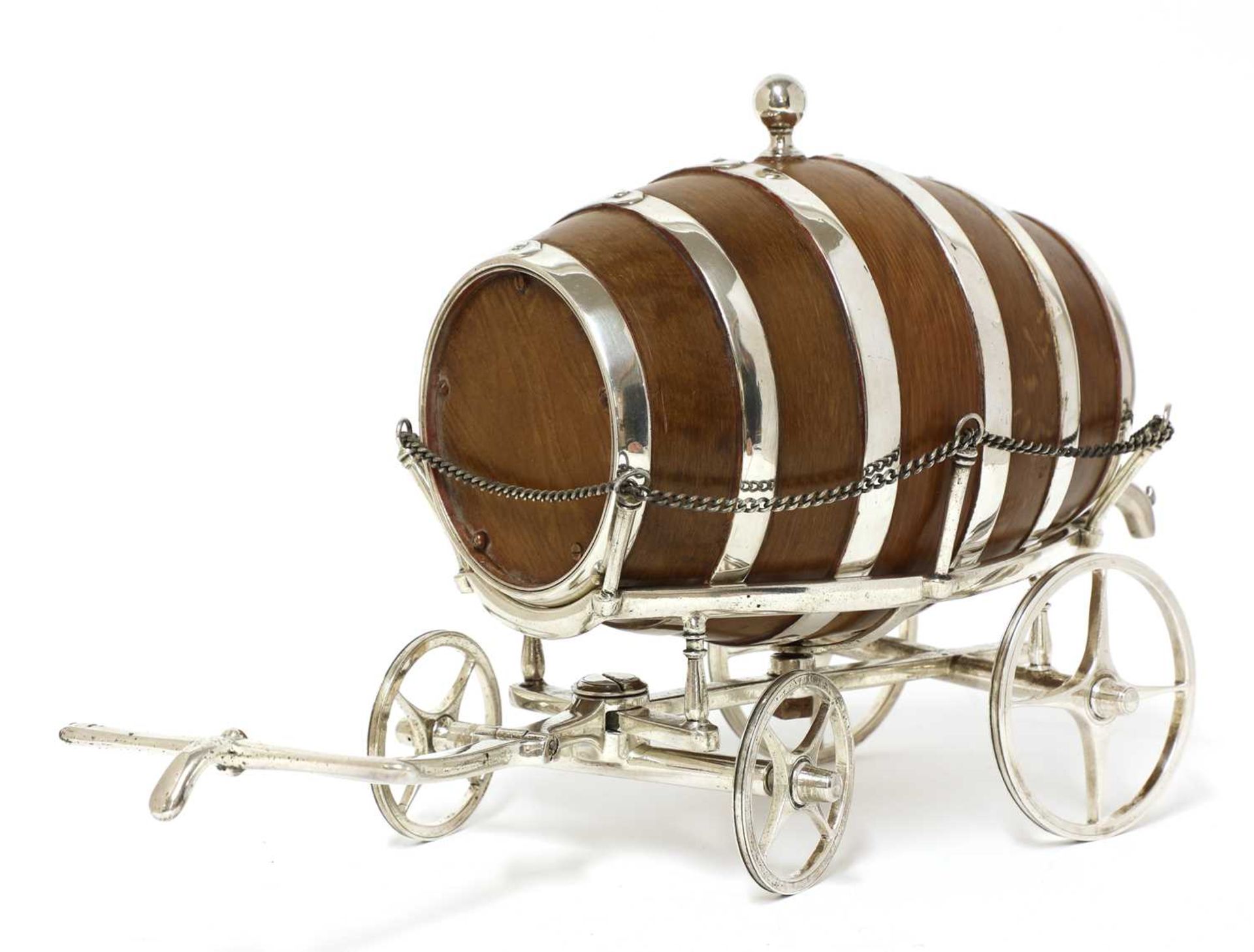 A good simulated oak and silver-plated spirit waggon, - Image 2 of 3