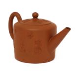 A Staffordshire redware small cylindrical teapot and cover,