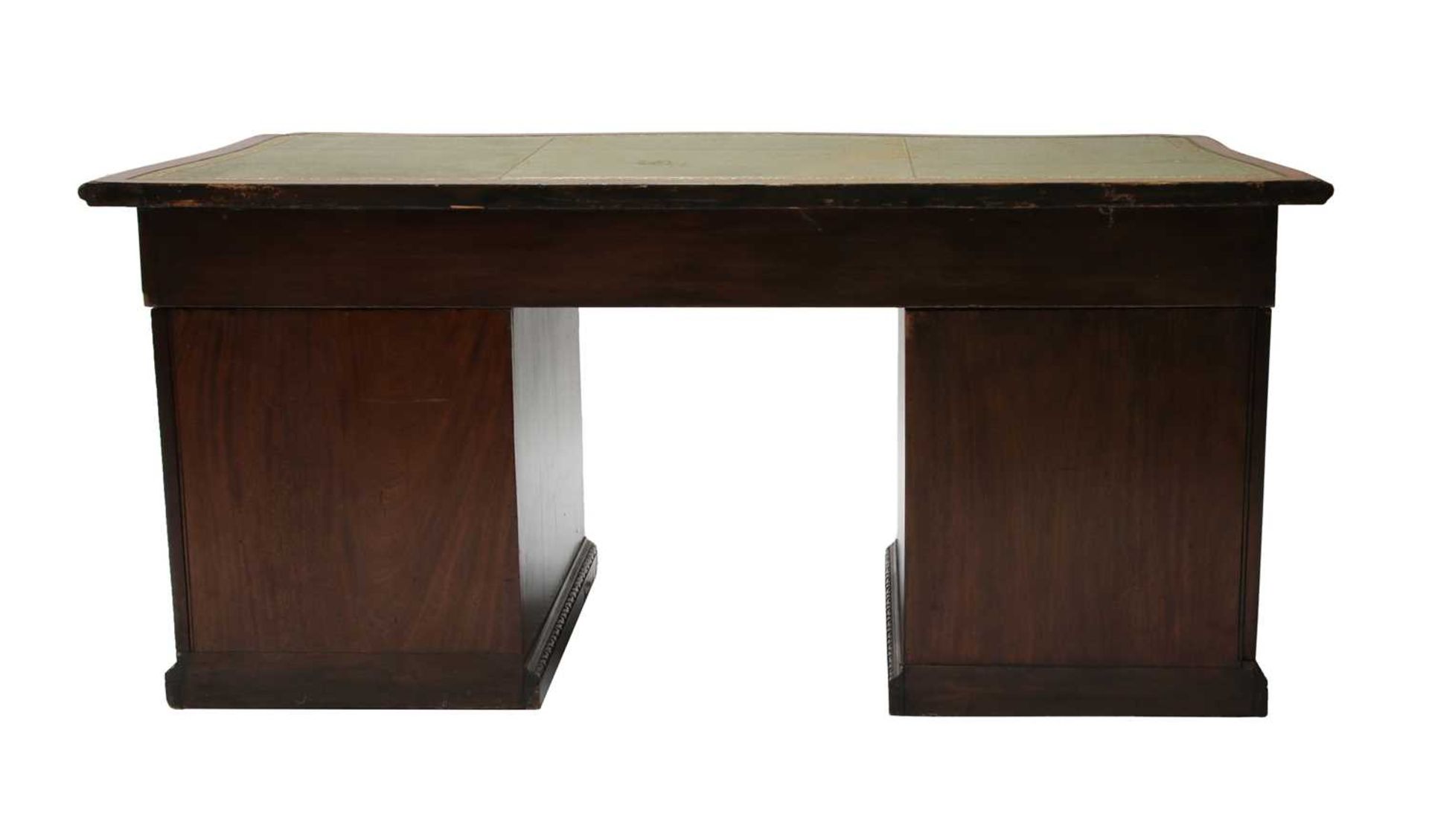 A Chippendale period mahogany twin pedestal desk - Image 7 of 8