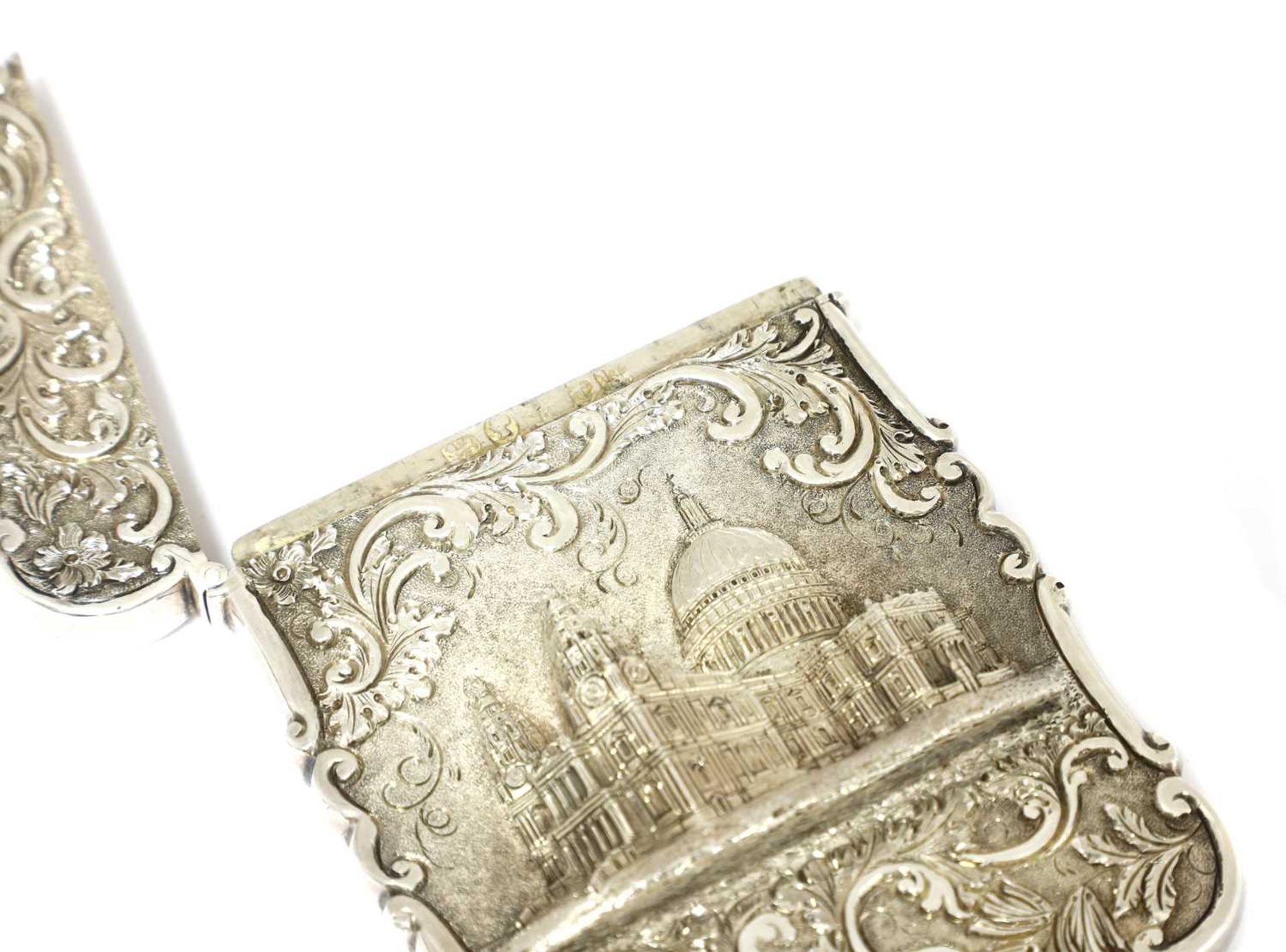 A Victorian silver castle-topped card case, - Image 2 of 6