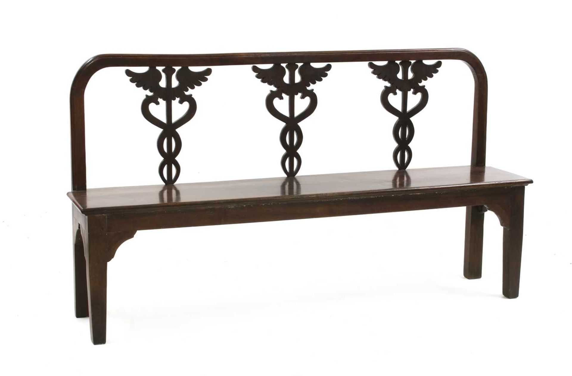 A pair of Italian neoclassical-style walnut hall seats, - Image 3 of 5
