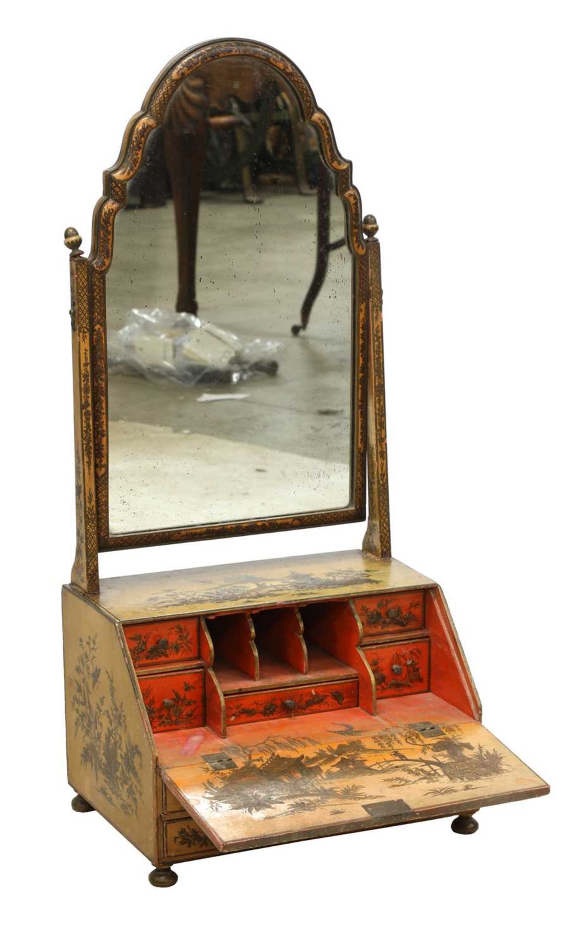 A Regency lacquered dressing table mirror, - Image 5 of 7