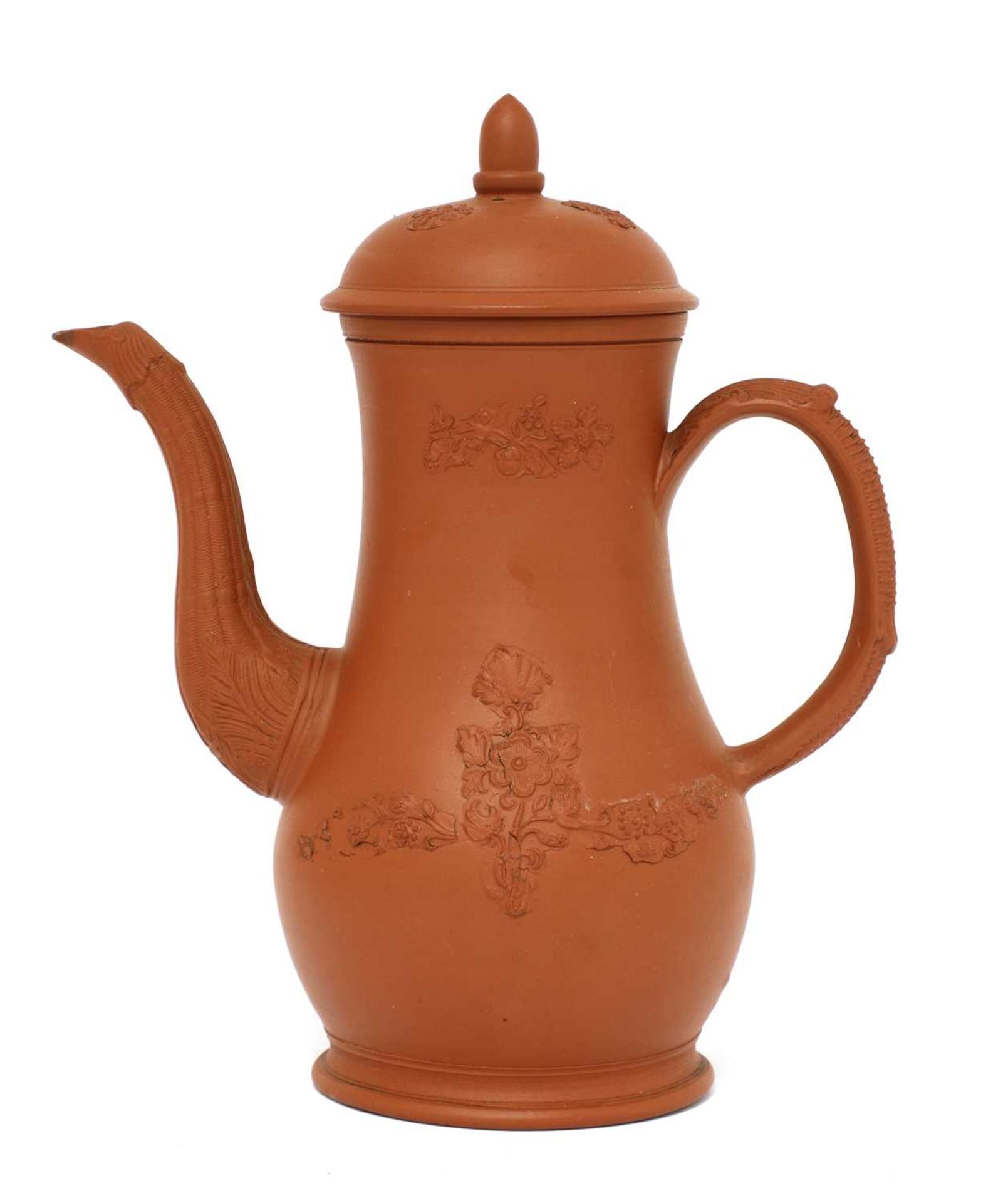 A Staffordshire redware baluster-shaped coffee pot and domed cover, - Image 2 of 4