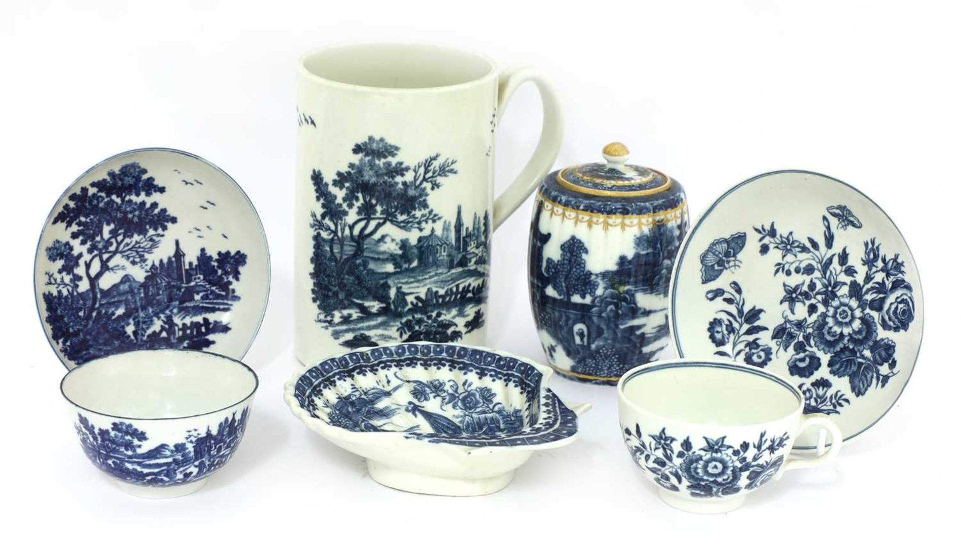 A Worcester blue and white mug,