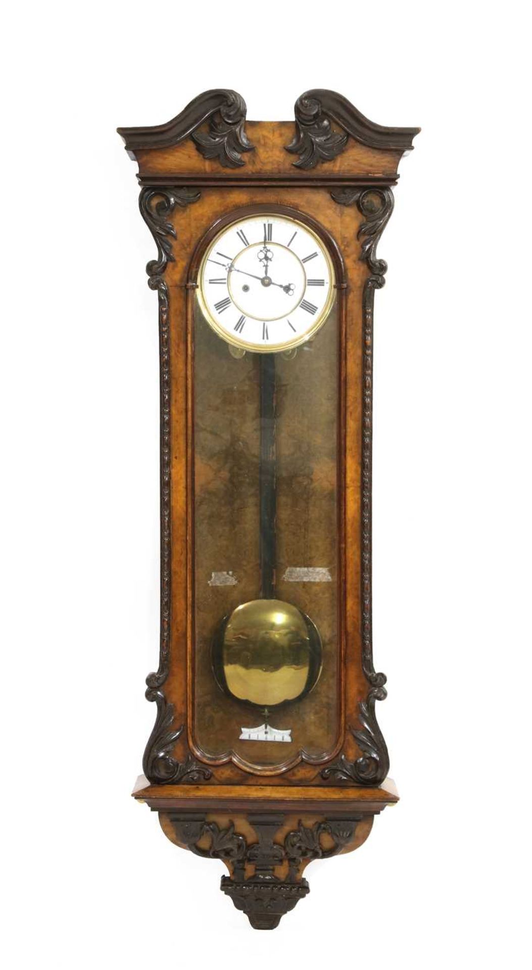 A walnut Vienna wall clock,