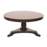 A large Regency circular mahogany pedestal table,