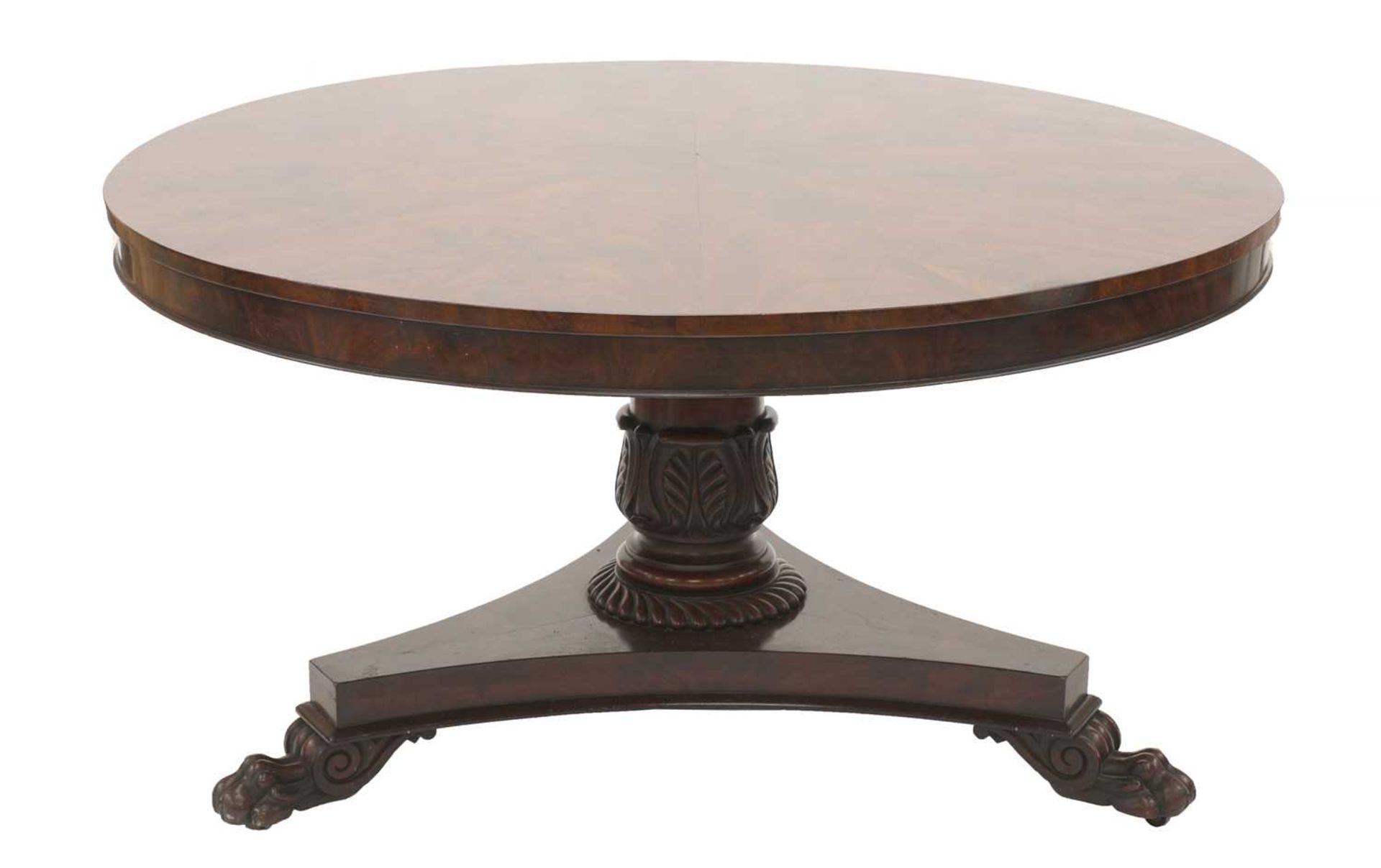 A large Regency circular mahogany pedestal table,