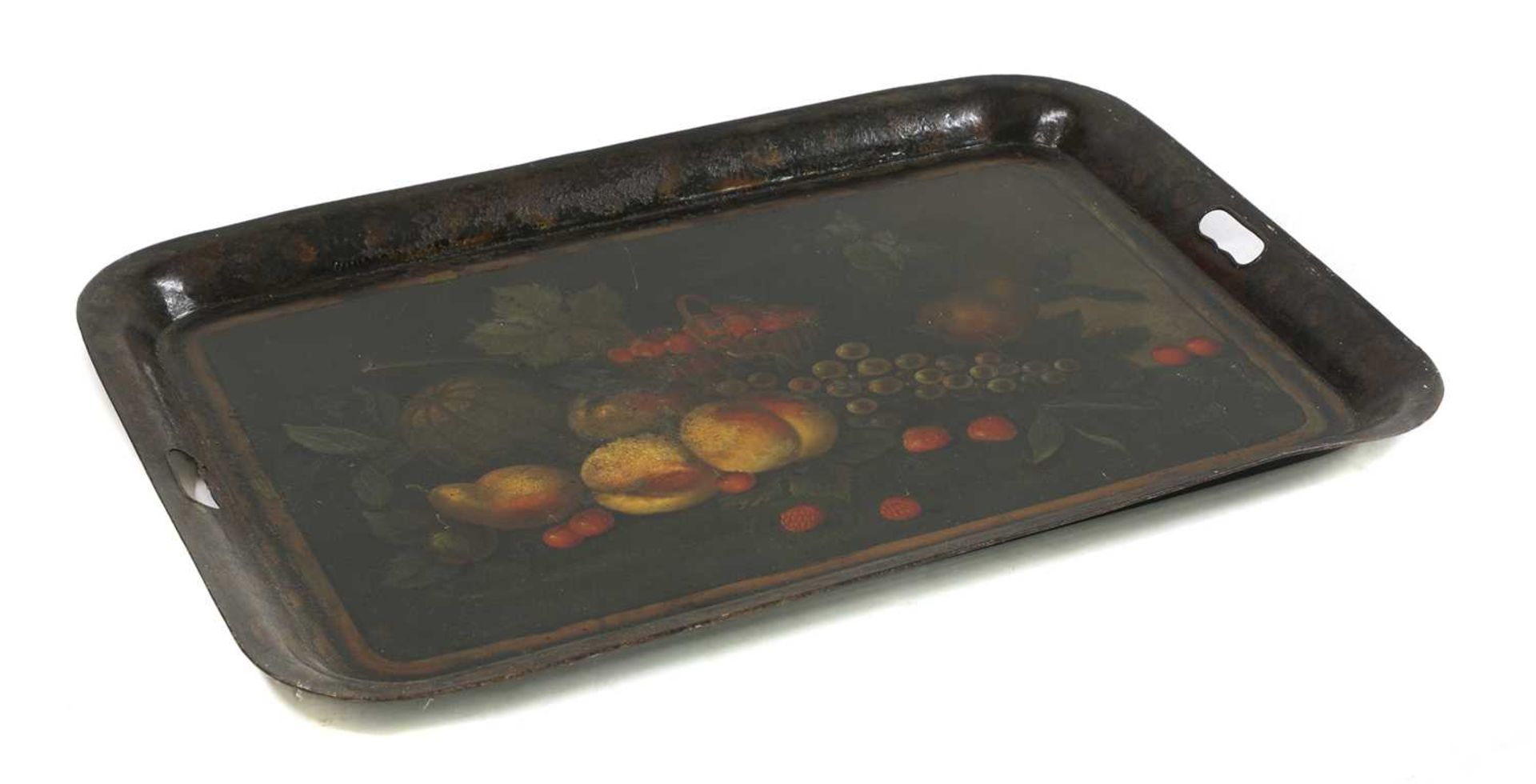 A toleware painted galleried tray, - Image 2 of 2