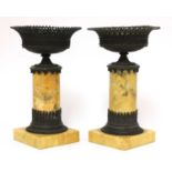 A pair of bronze and Sienna marble grand tour urns,