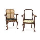 A pair of George II-style walnut side chairs,