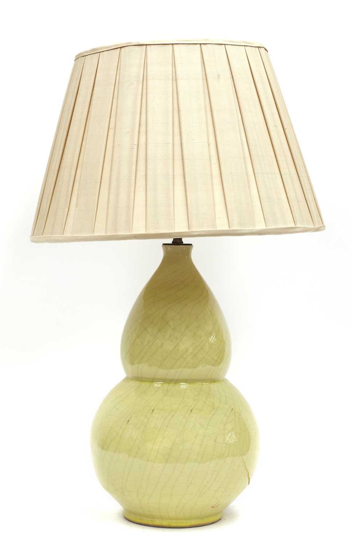 A Chinese style crackle-glazed porcelain table lamp,