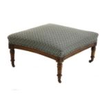 A square mahogany footstool,