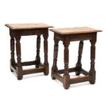 A pair of oak joint stools,