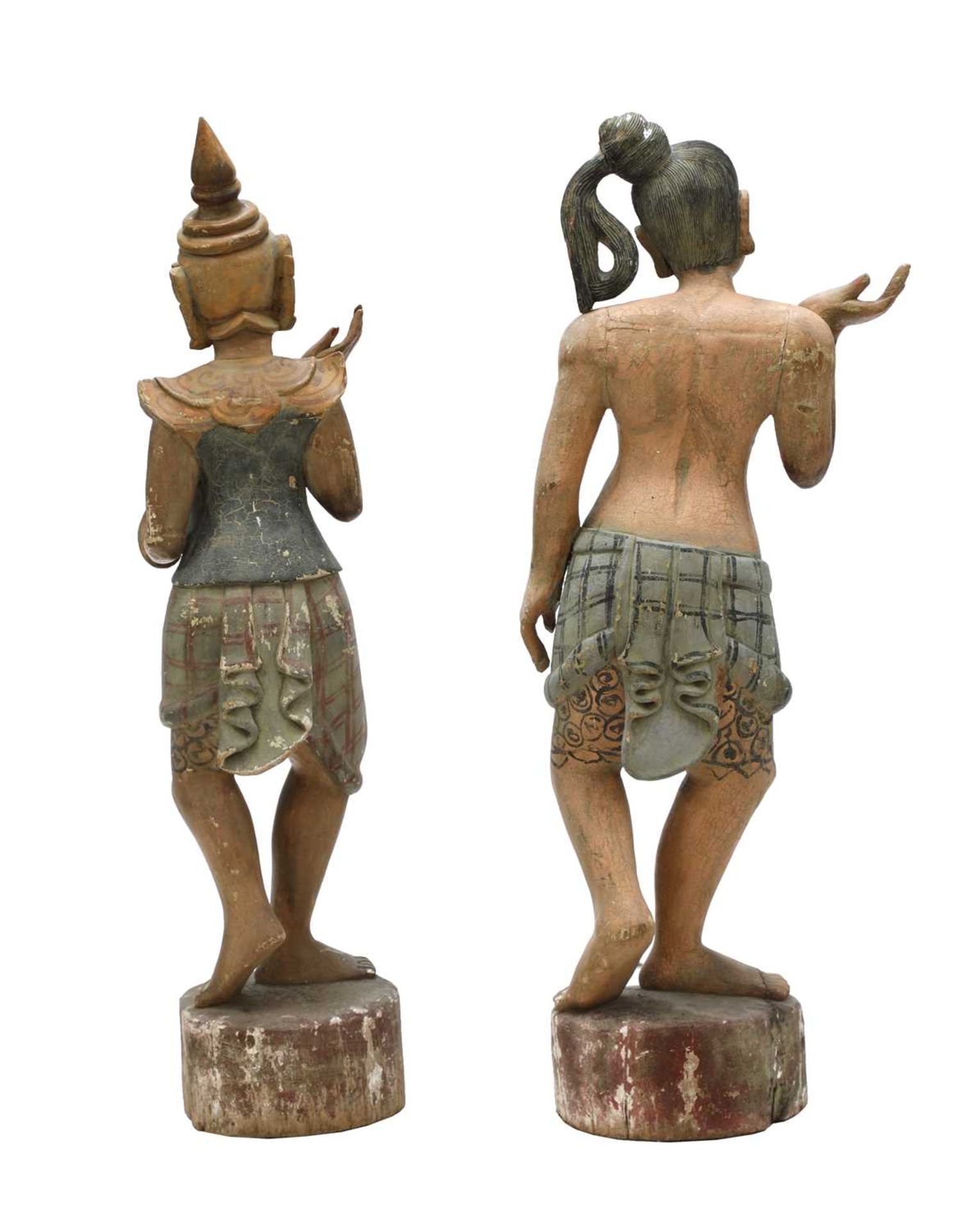 A pair of carved and painted softwood dancers, - Image 2 of 2