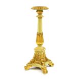 A Regency-style green painted and giltwood pedestal,