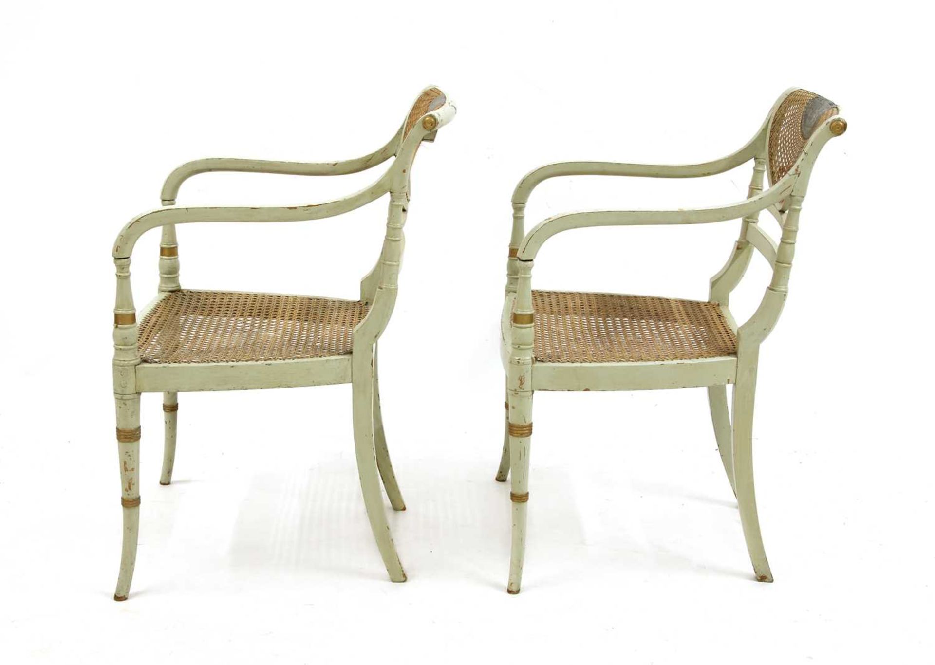 A pair of painted neoclassical salon chairs, - Image 4 of 8