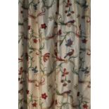 Three pairs of lined and interlined silk curtains,
