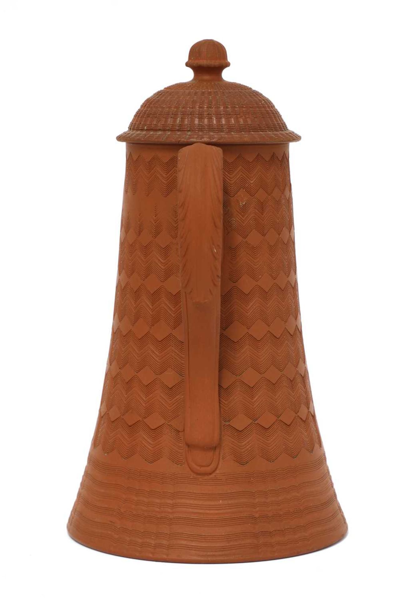 A rare Staffordshire redware tapering-sided coffee pot and domed cover, - Image 2 of 4