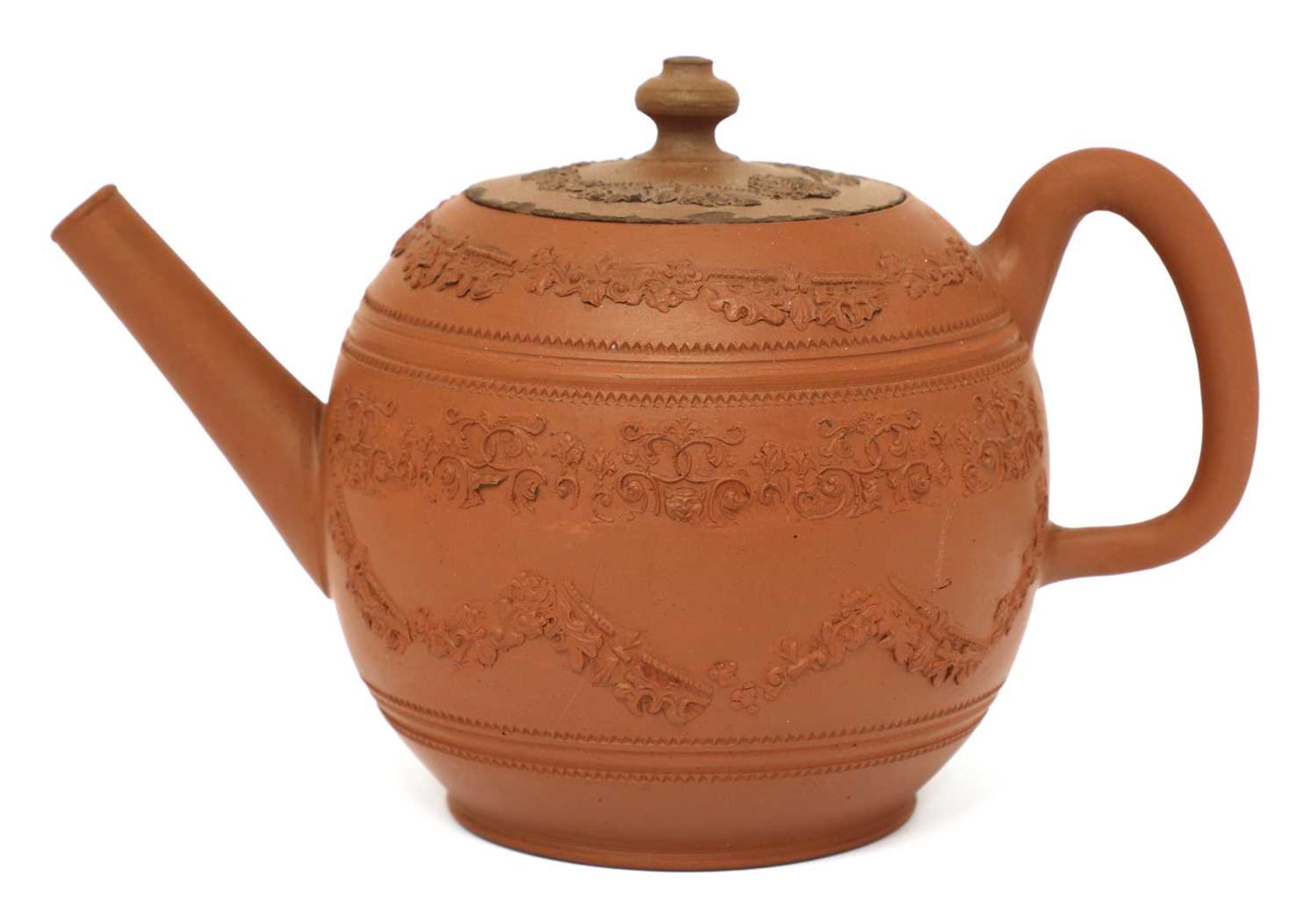 A Staffordshire redware globular teapot and cover, - Image 3 of 4